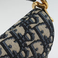 Pre-owned Christian Dior Saddle Navy Jacquard × Leather  shoulderbag | stylenewstar