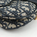 Pre-owned Christian Dior Saddle Navy Jacquard × Leather  shoulderbag | stylenewstar