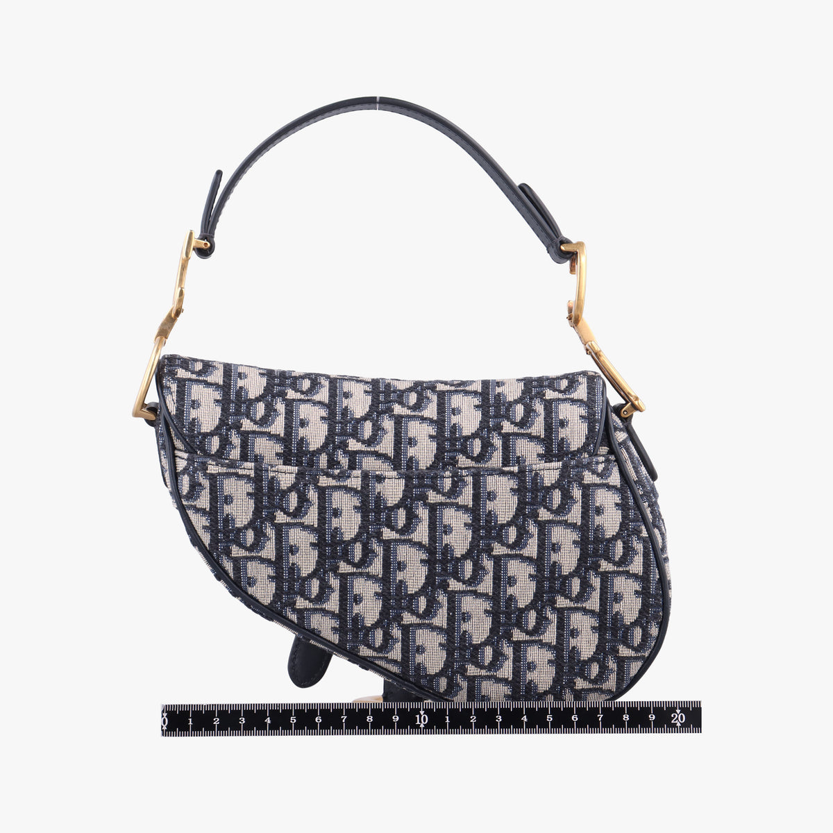 Pre-owned Christian Dior Saddle Navy Jacquard × Leather  shoulderbag | stylenewstar
