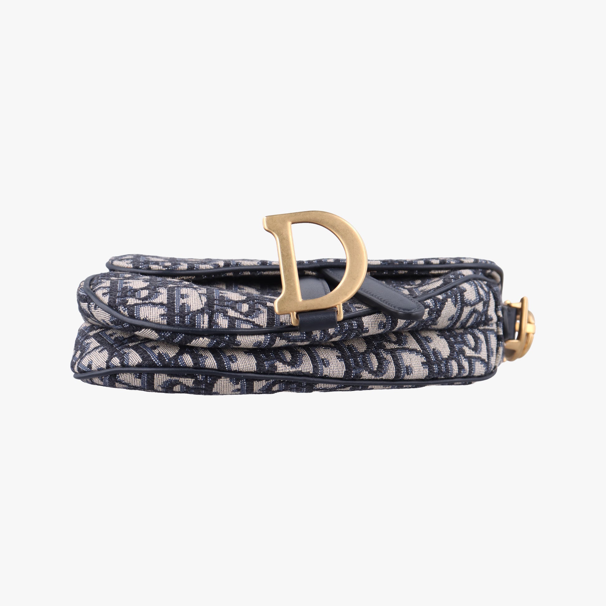 Pre-owned Christian Dior Saddle Navy Jacquard × Leather  shoulderbag | stylenewstar