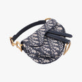 Pre-owned Christian Dior Saddle Navy Jacquard × Leather  shoulderbag | stylenewstar