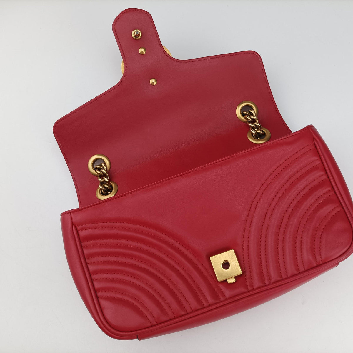 Vintage Gucci GG Marmont Red Leather 443497 shoulderbag | stylenewstar