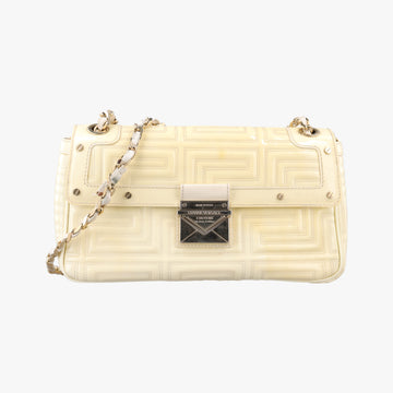 Greek Key Embossed Flap Yellow Patent クチュール グレカ柄 フラップ イエロー パテント 