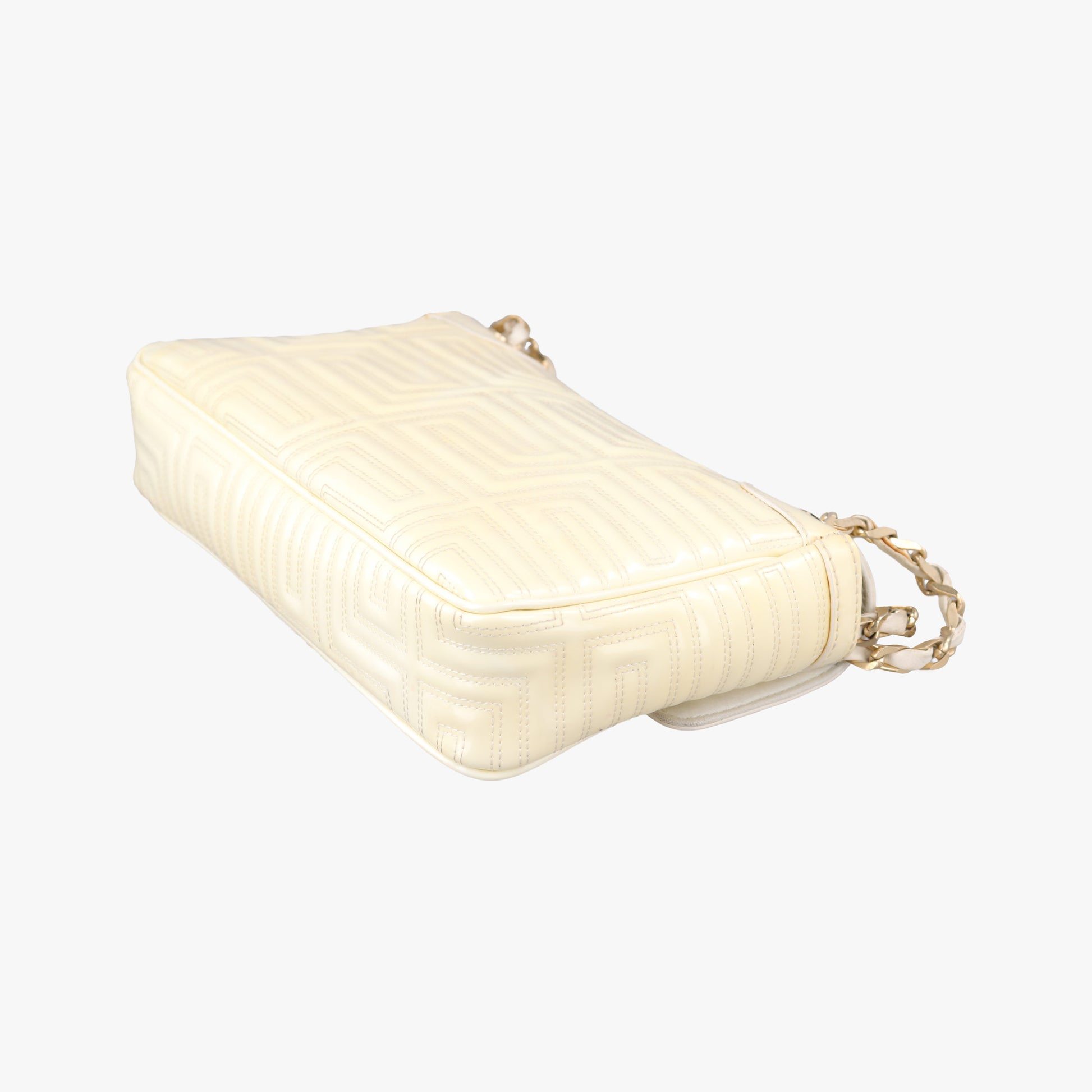 Greek Key Embossed Flap Yellow Patent クチュール グレカ柄 フラップ イエロー パテント 