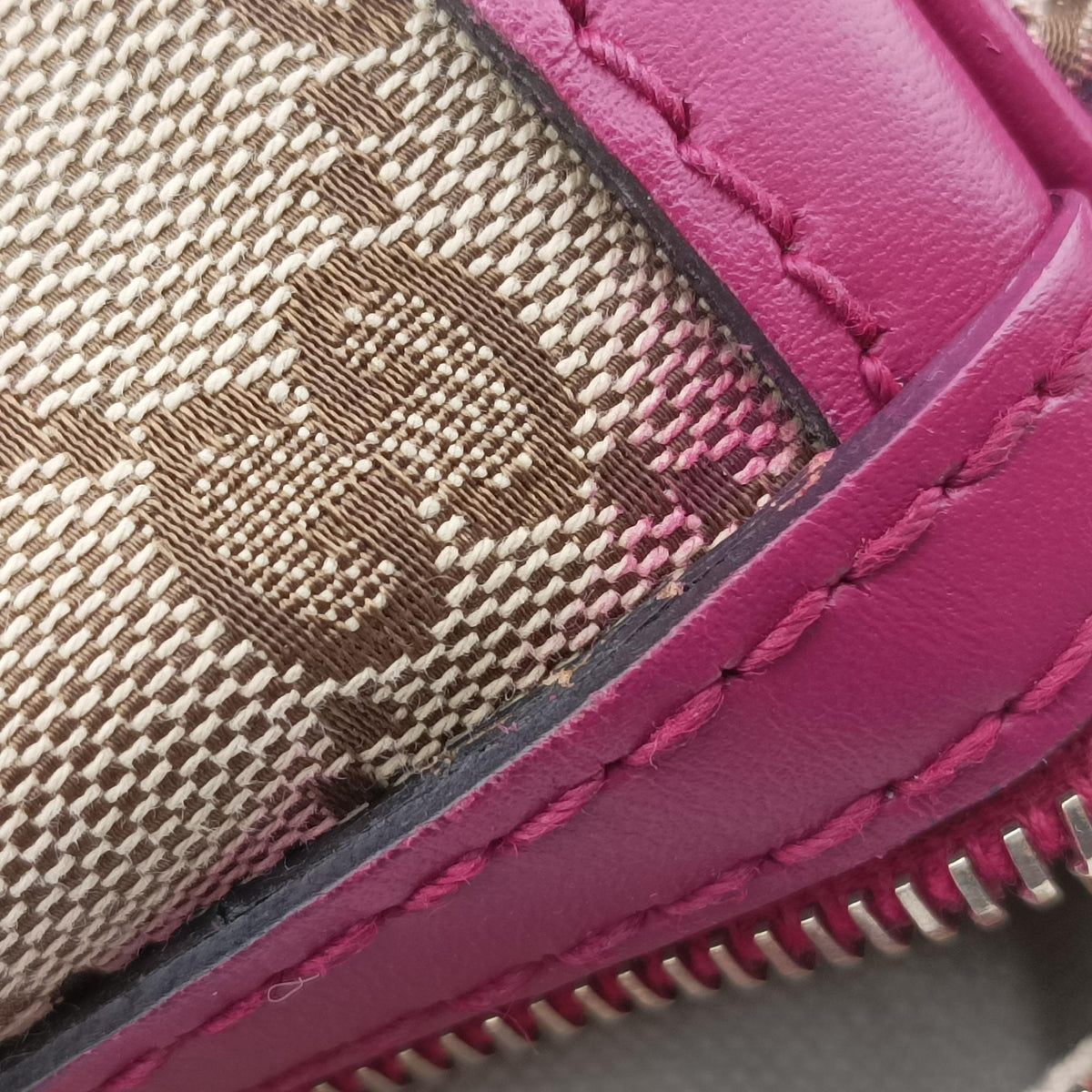 Sherry Line beige×rose Canvas×Leather 247205 I015853398シェリーライン ベージュ×ローズ キャンバス×レザー 247205 I015853398