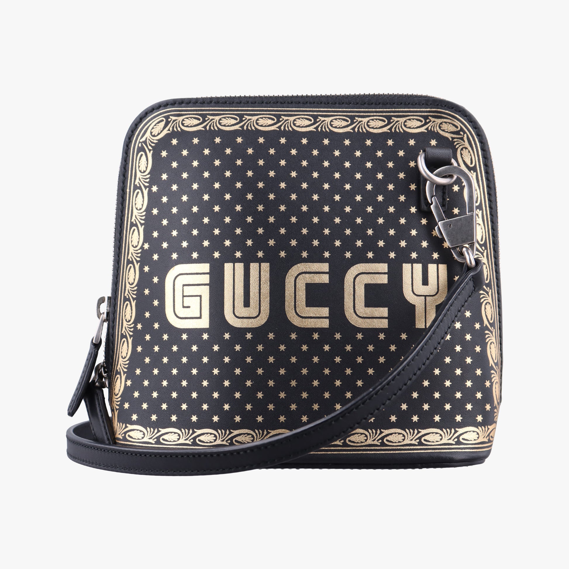 SEGA collaboration GUCCY print Black Leather 511189 G023947496セガ コラボ GUCCYプリント ブラック レザー 511189 G023947496