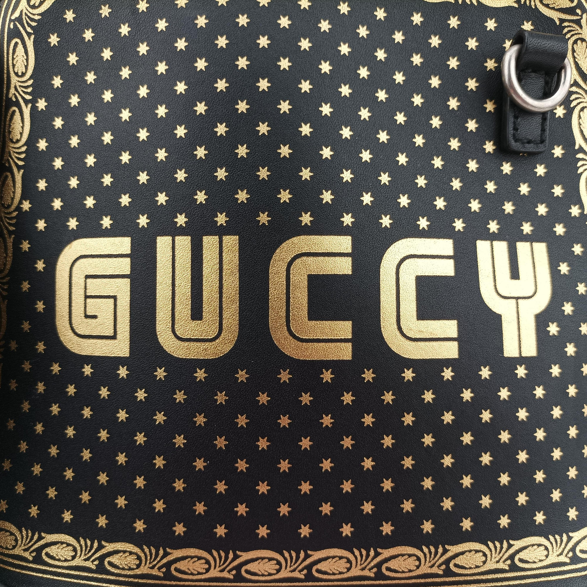 SEGA collaboration GUCCY print Black Leather 511189 G023947496セガ コラボ GUCCYプリント ブラック レザー 511189 G023947496