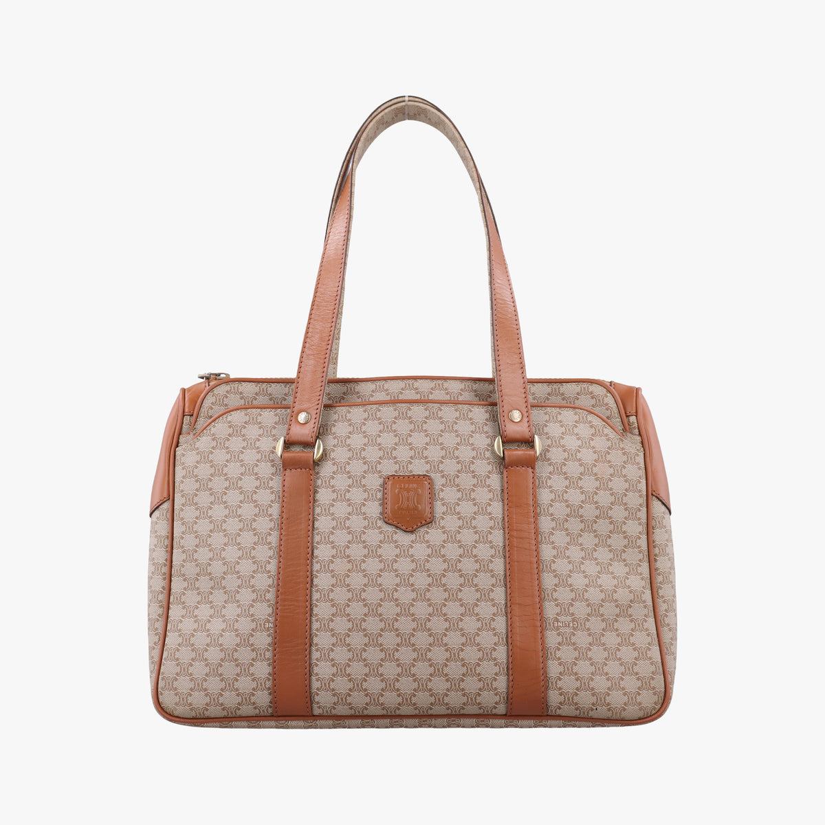 Macadam pattern Beige×brown PVC-coated canvas×leather M08マカダム柄 ベージュ×ブラウン PVCコーティングキャンバス×レザー M08