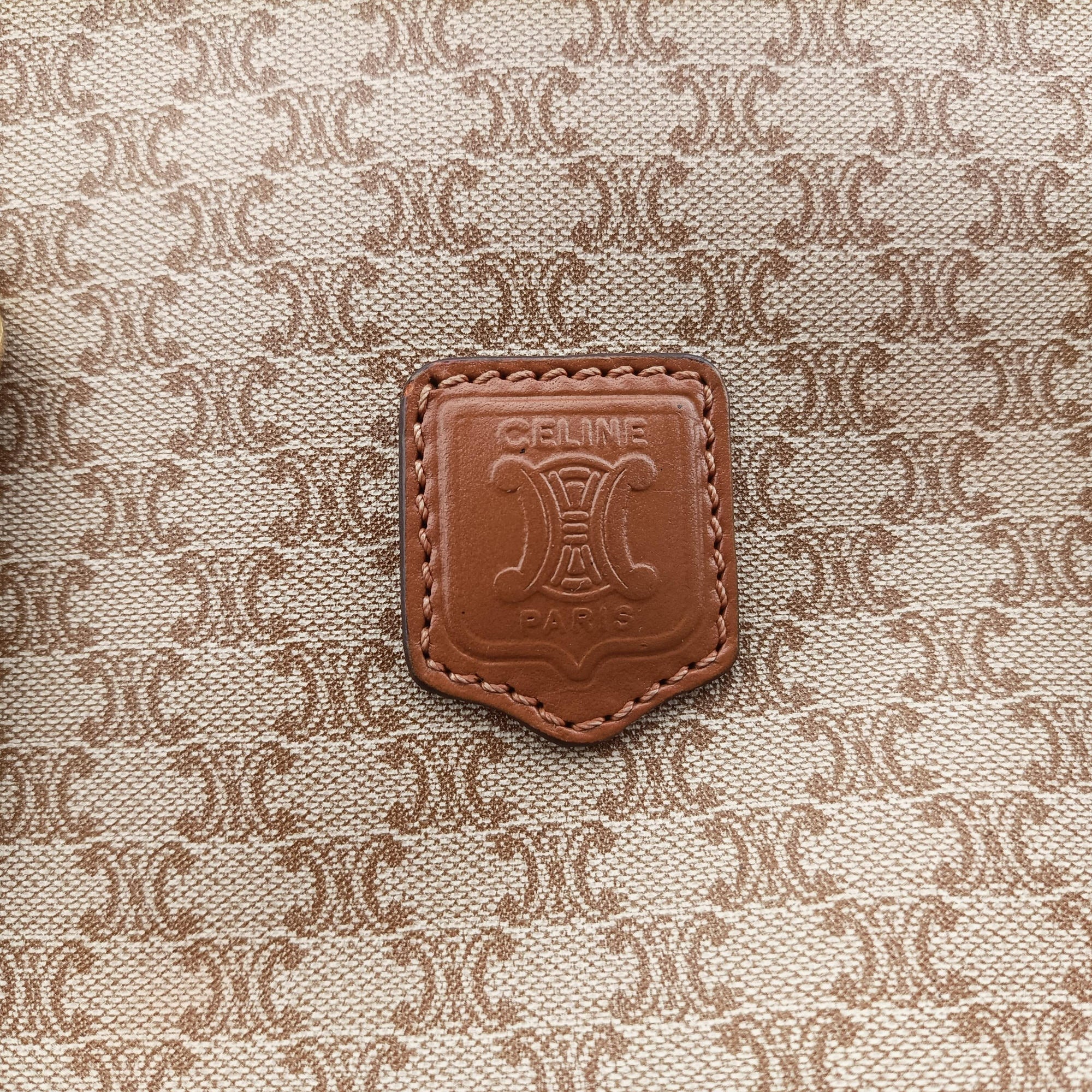 Macadam pattern Beige×brown PVC-coated canvas×leather M08マカダム柄 ベージュ×ブラウン PVCコーティングキャンバス×レザー M08