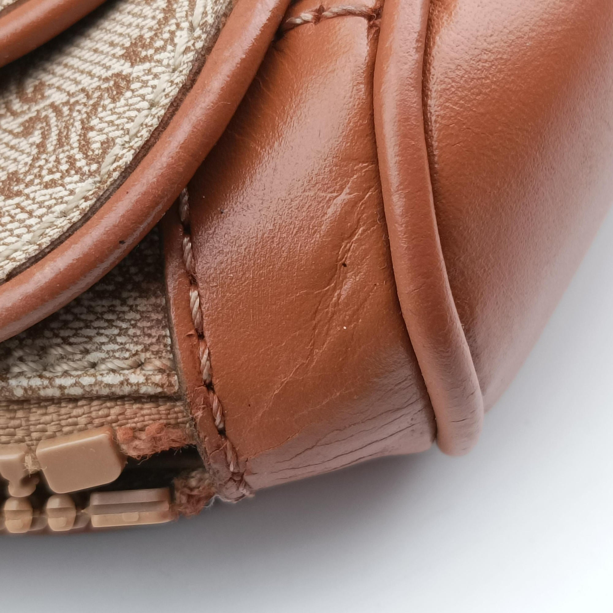 Macadam pattern Beige×brown PVC-coated canvas×leather M08マカダム柄 ベージュ×ブラウン PVCコーティングキャンバス×レザー M08