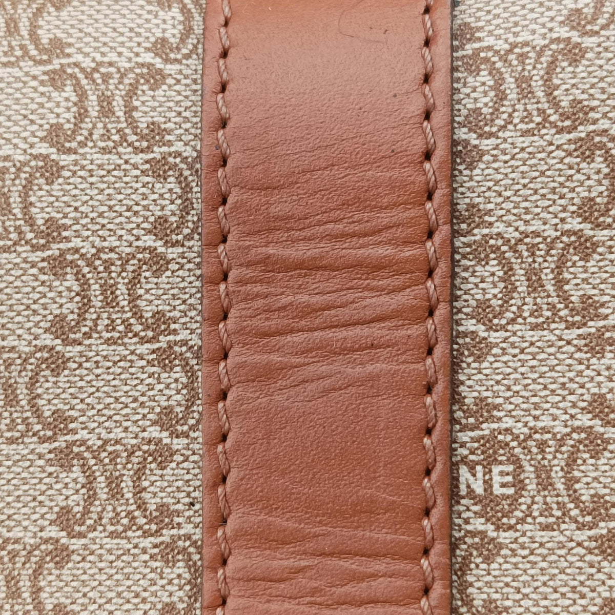 Macadam pattern Beige×brown PVC-coated canvas×leather M08マカダム柄 ベージュ×ブラウン PVCコーティングキャンバス×レザー M08