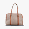 Macadam pattern Beige×brown PVC-coated canvas×leather M08マカダム柄 ベージュ×ブラウン PVCコーティングキャンバス×レザー M08