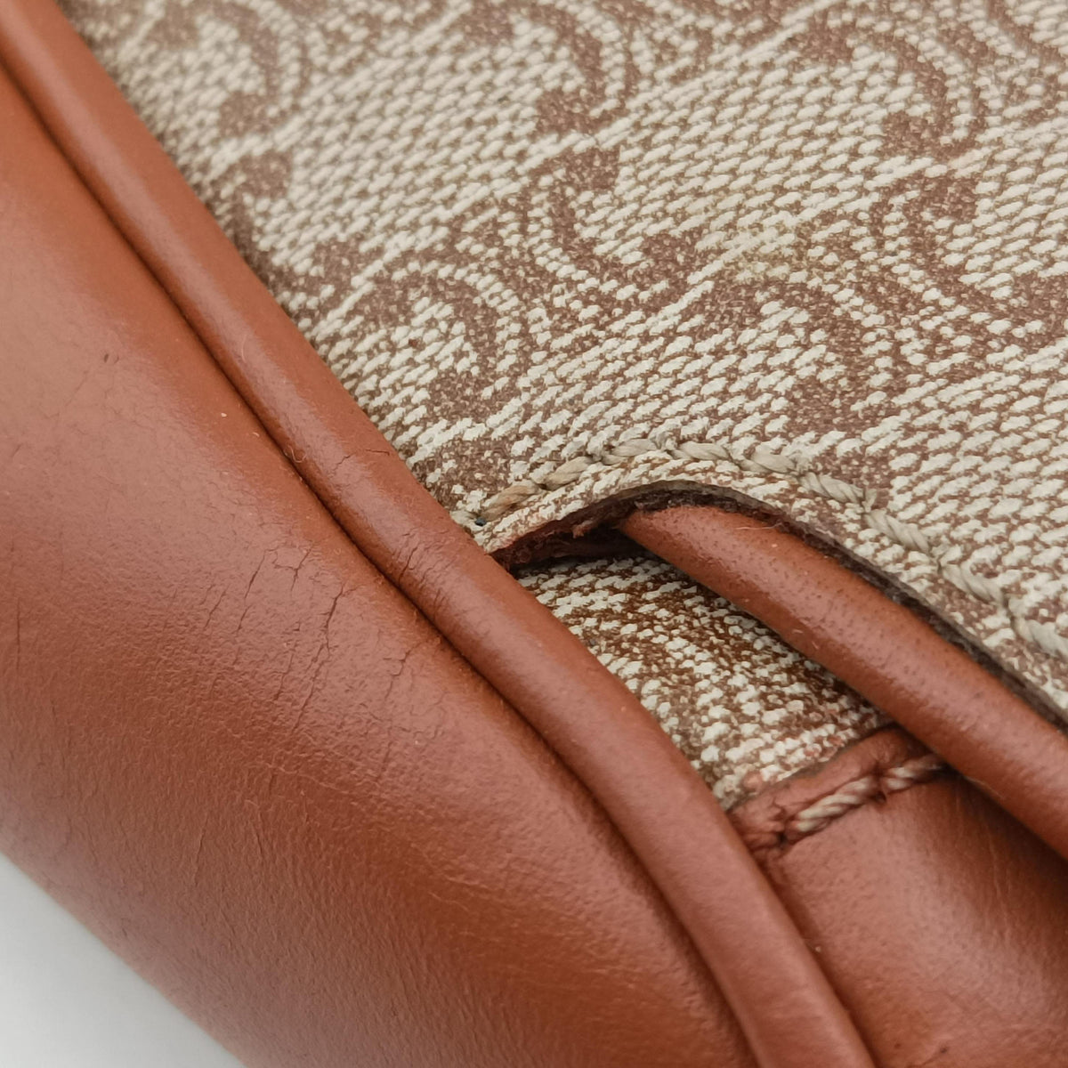 Macadam pattern Beige×brown PVC-coated canvas×leather M08マカダム柄 ベージュ×ブラウン PVCコーティングキャンバス×レザー M08