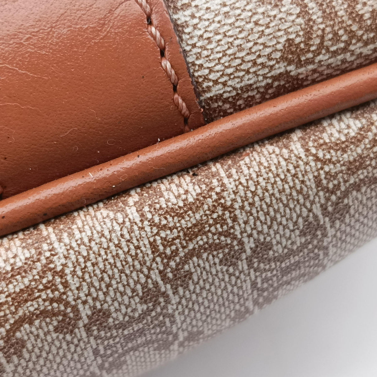 Macadam pattern Beige×brown PVC-coated canvas×leather M08マカダム柄 ベージュ×ブラウン PVCコーティングキャンバス×レザー M08