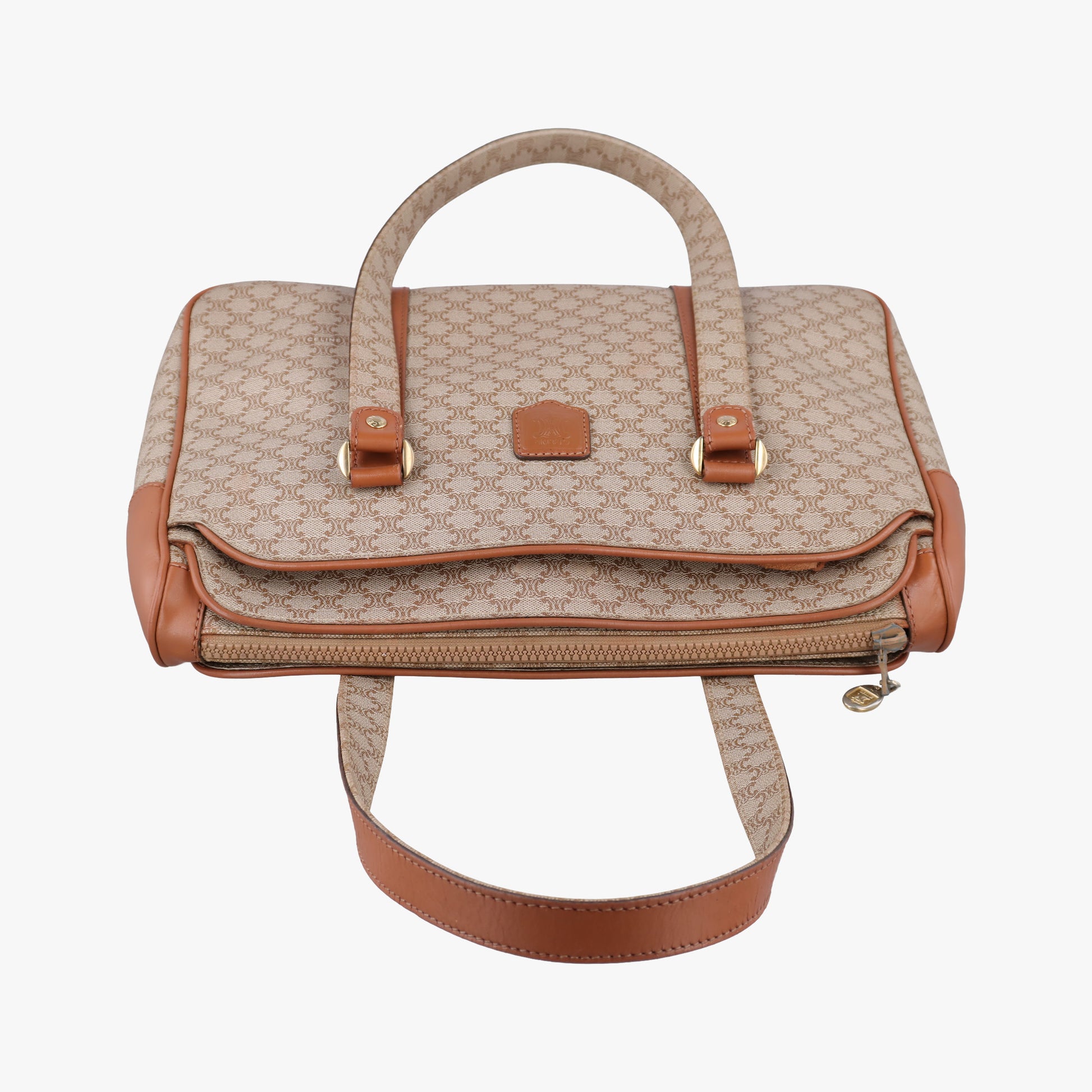 Macadam pattern Beige×brown PVC-coated canvas×leather M08マカダム柄 ベージュ×ブラウン PVCコーティングキャンバス×レザー M08