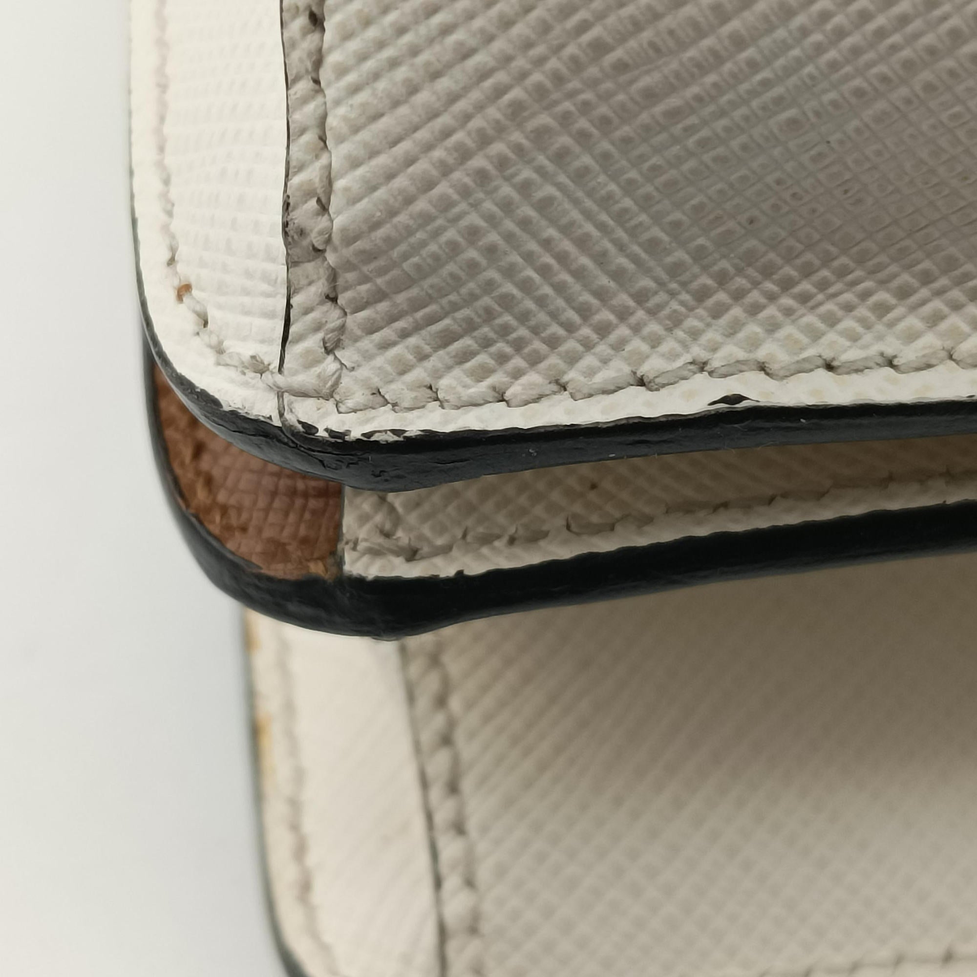 Bicolor Box Brown×White Saffiano Leather 117バイカラーボックス ブラウン×ホワイト サフィアーノレザー 117