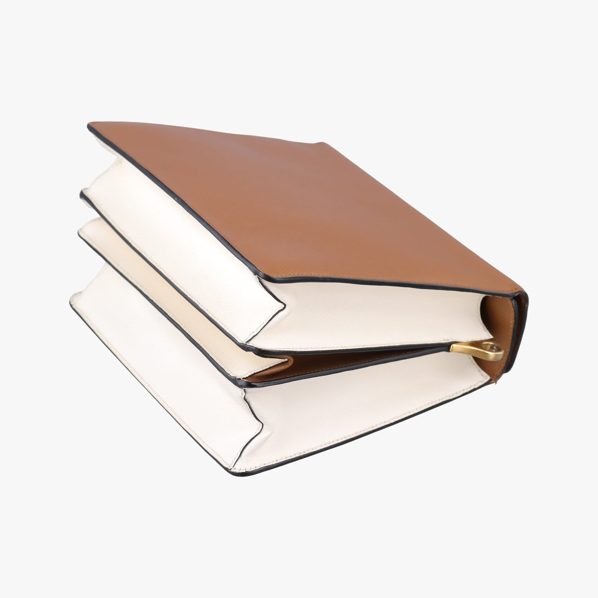Bicolor Box Brown×White Saffiano Leather 117バイカラーボックス ブラウン×ホワイト サフィアーノレザー 117