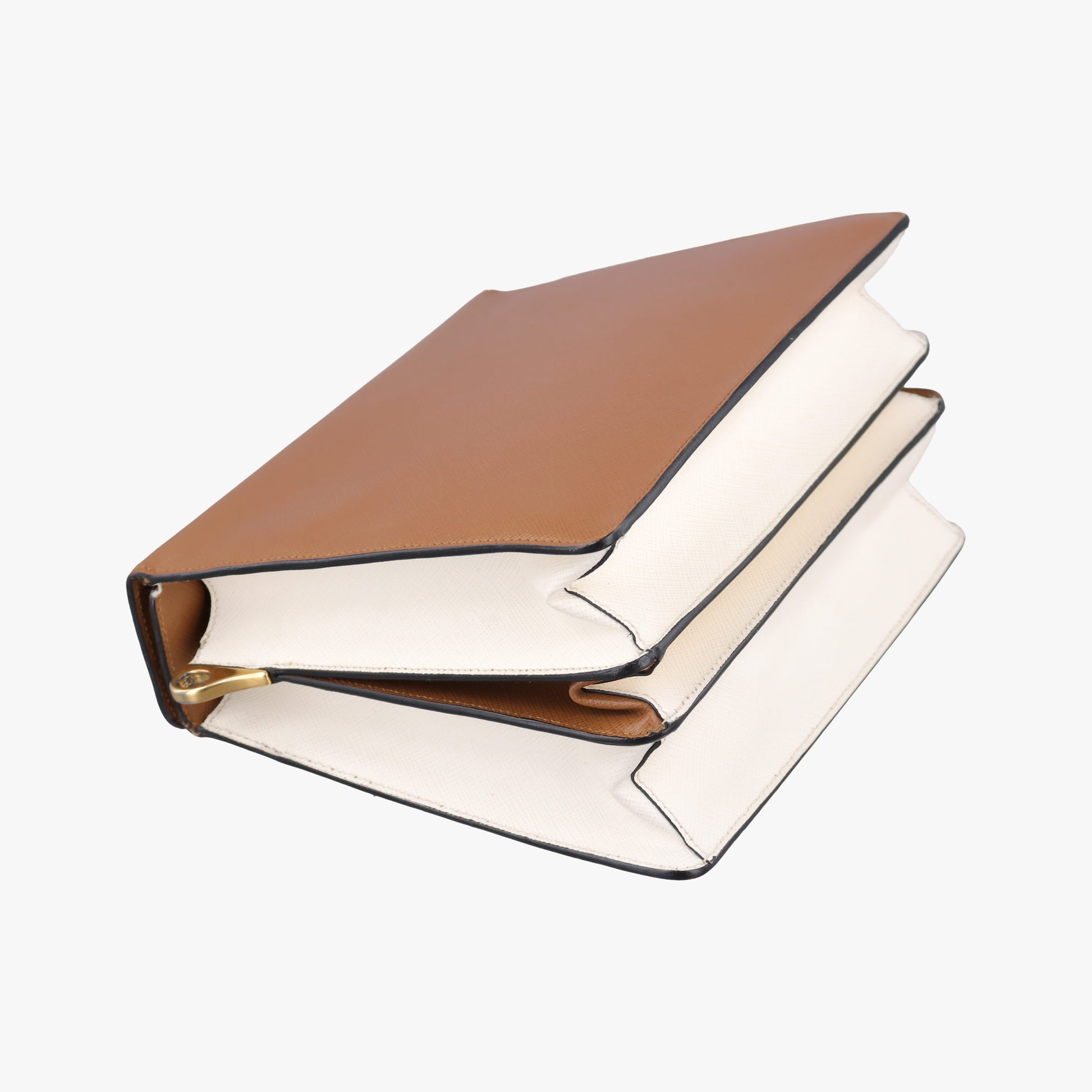 Bicolor Box Brown×White Saffiano Leather 117バイカラーボックス ブラウン×ホワイト サフィアーノレザー 117