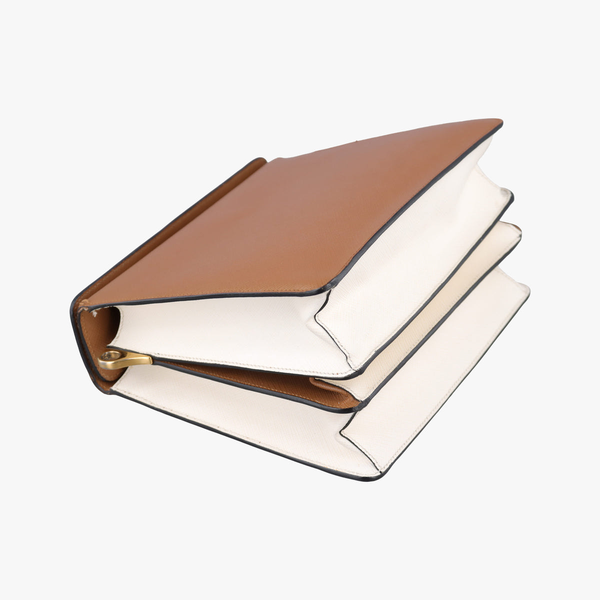 Bicolor Box Brown×White Saffiano Leather 117バイカラーボックス ブラウン×ホワイト サフィアーノレザー 117