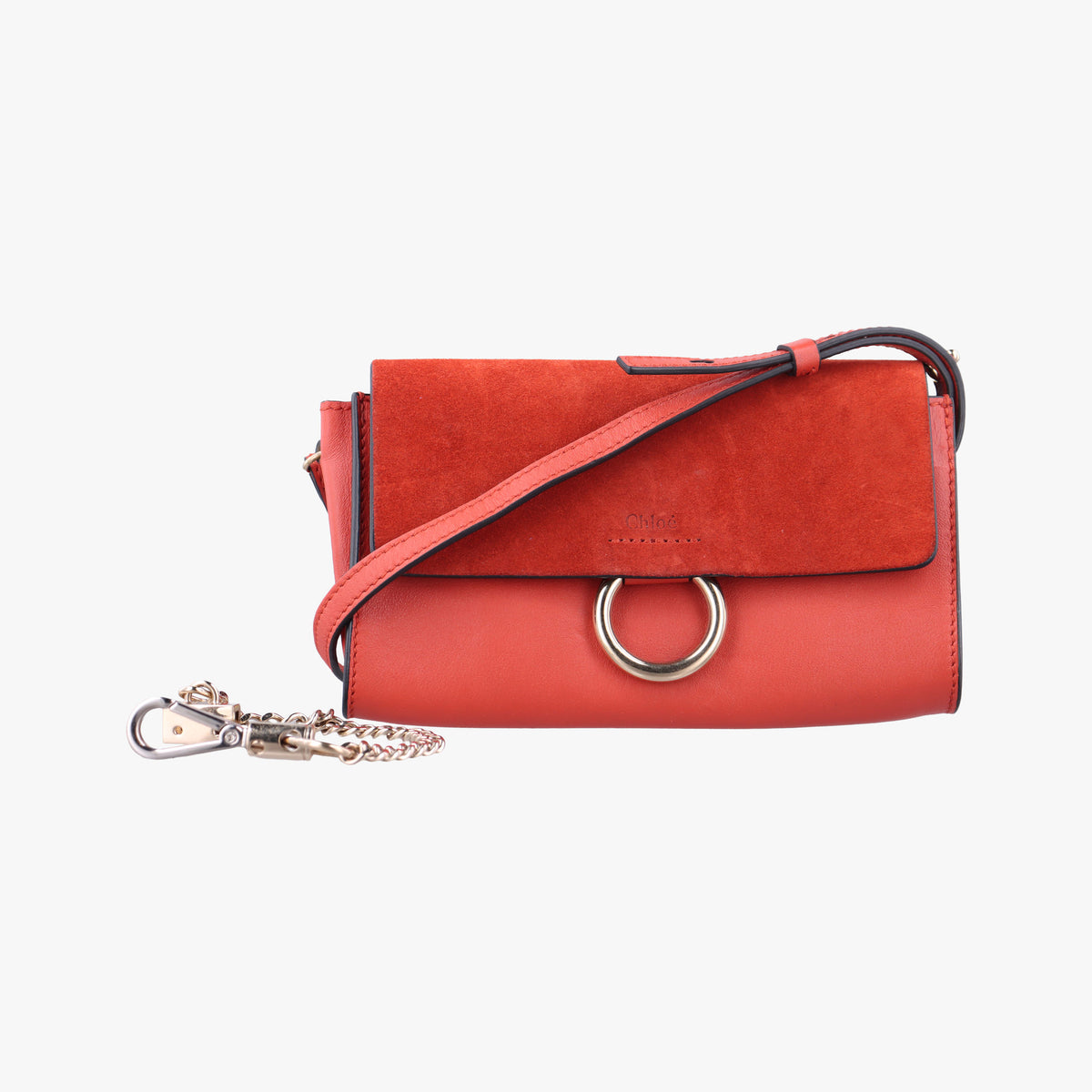 Pre-owned Chloe FAYE Red Suede × leather  shoulderbag | stylenewstar