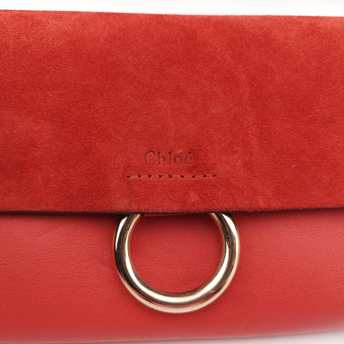 Pre-owned Chloe FAYE Red Suede × leather  shoulderbag | stylenewstar