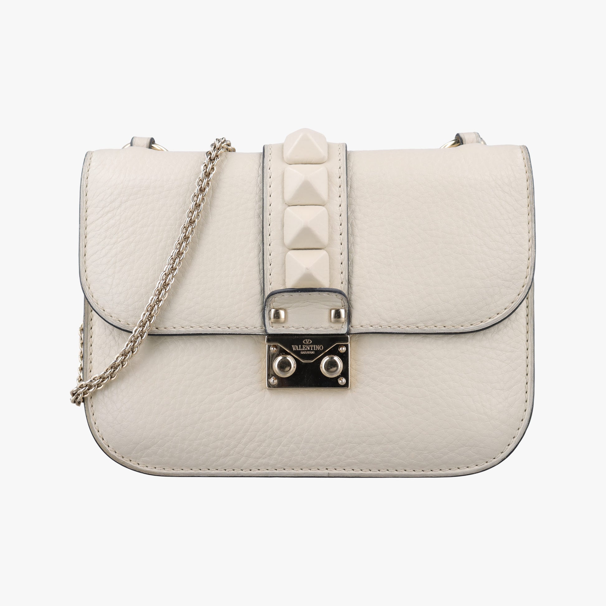 Rockstud Glam Lock White Leather Lot number unknownロックスタッズグラムロック ホワイト レザー 製番不明