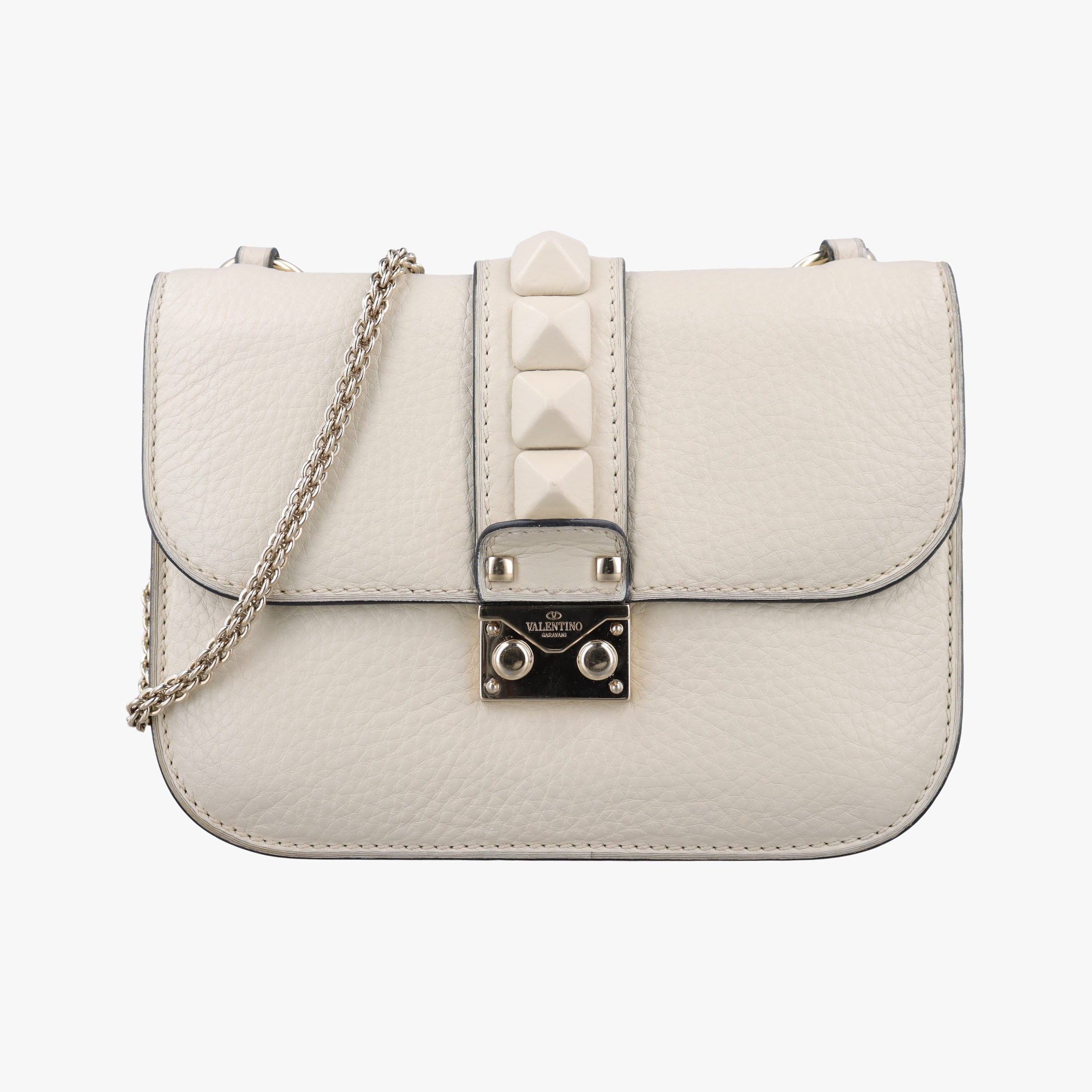 Rockstud Glam Lock White Leather Lot number unknownロックスタッズグラムロック ホワイト レザー 製番不明