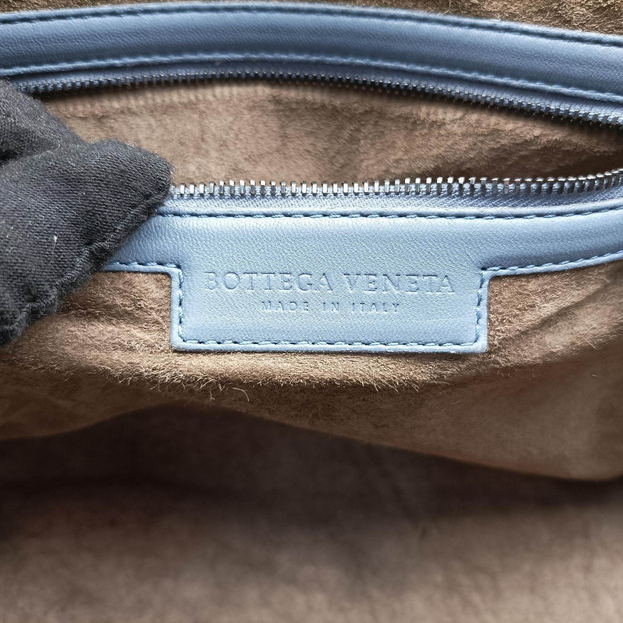 Pre-owned Bottega Veneta Nodini Blue lambskin  shoulderbag | stylenewstar