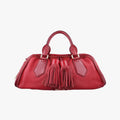 Pre-owned Burberry Prorsum Shrimpton Tassel Red Grained Calfskin × Suede  handbag | stylenewstar