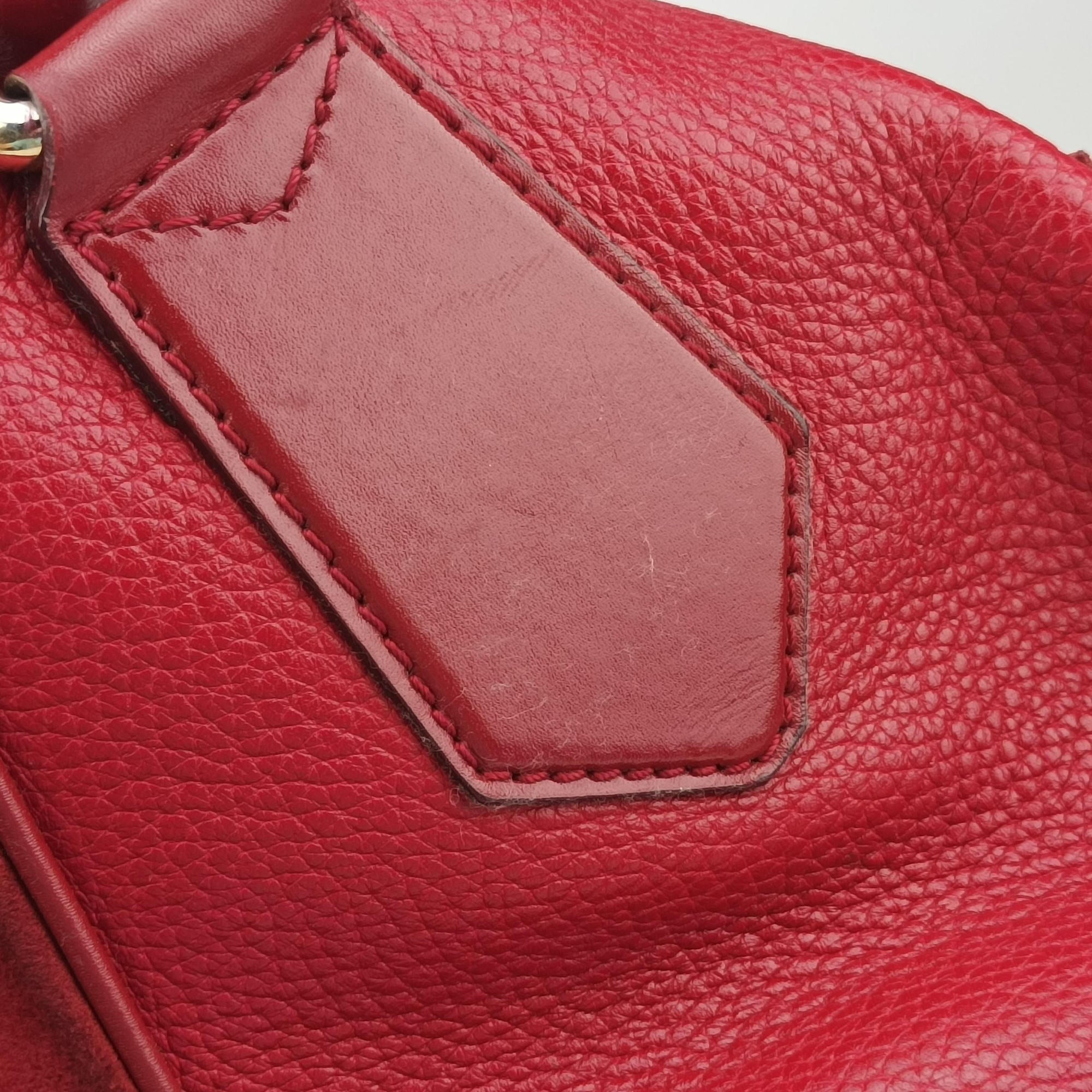 Pre-owned Burberry Prorsum Shrimpton Tassel Red Grained Calfskin × Suede  handbag | stylenewstar
