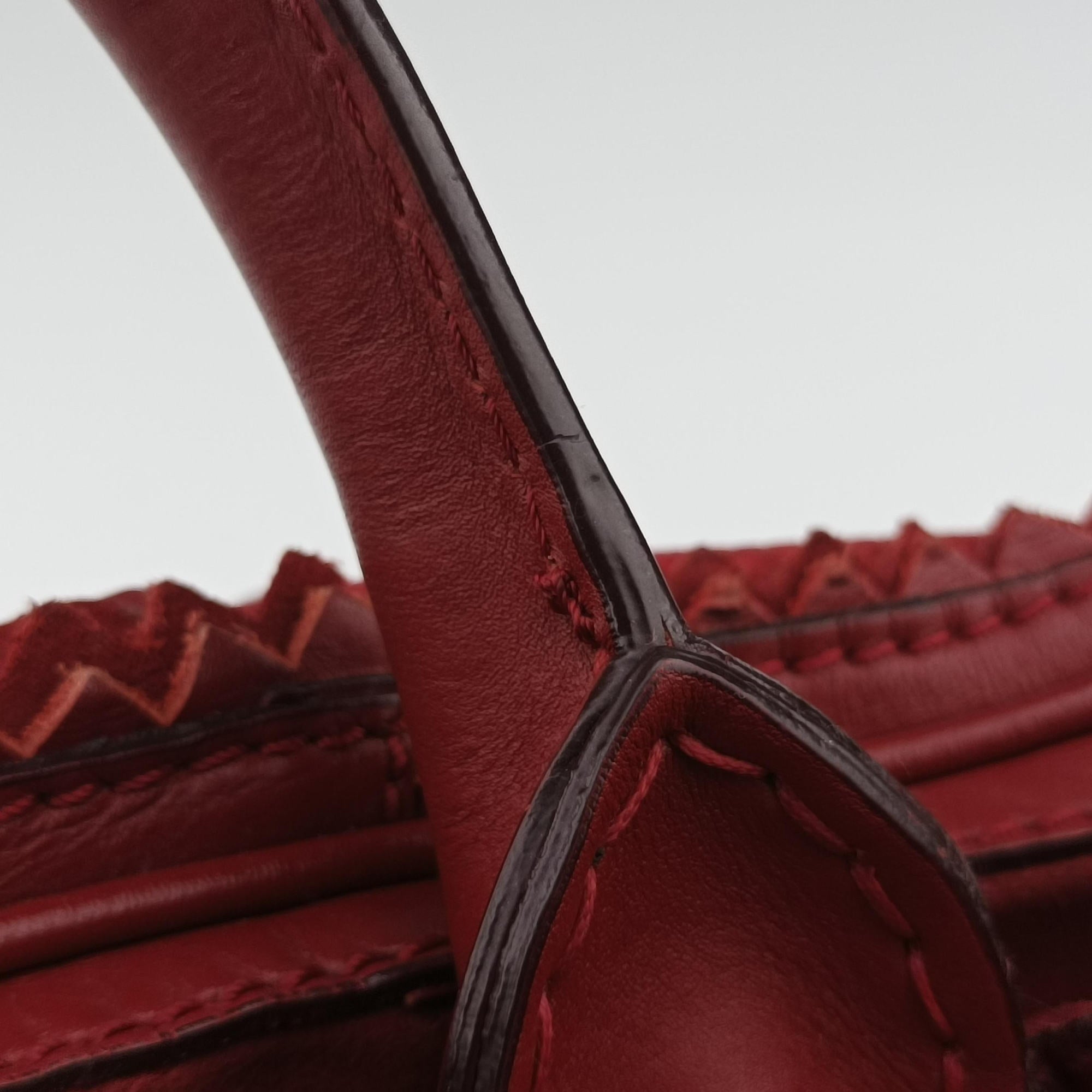 Pre-owned Burberry Prorsum Shrimpton Tassel Red Grained Calfskin × Suede  handbag | stylenewstar