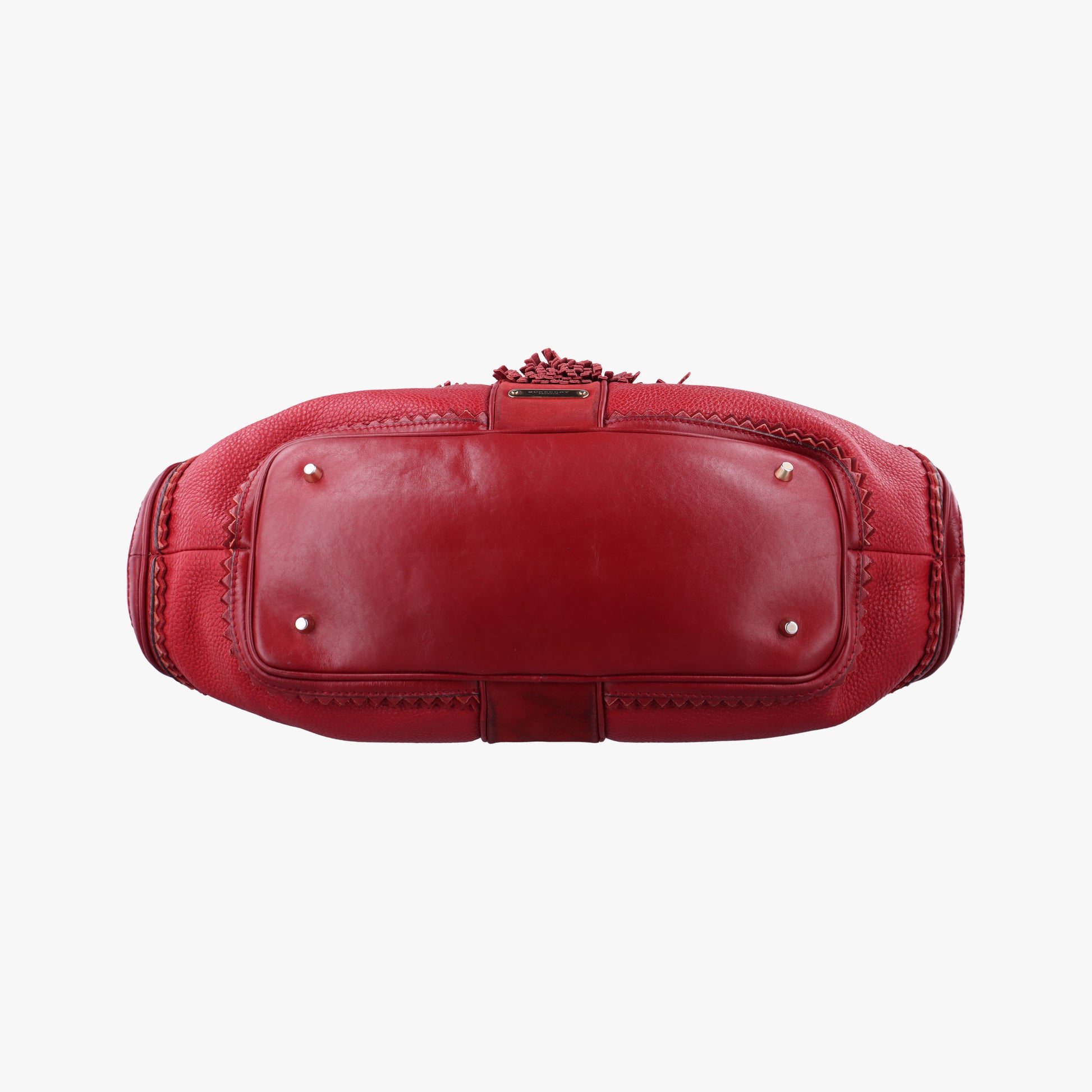 Pre-owned Burberry Prorsum Shrimpton Tassel Red Grained Calfskin × Suede  handbag | stylenewstar