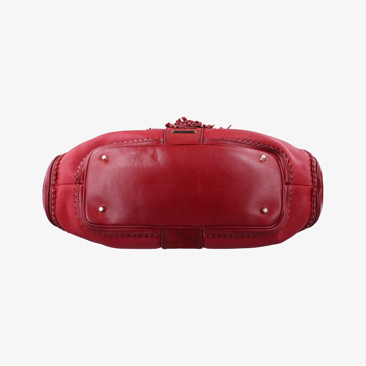 Pre-owned Burberry Prorsum Shrimpton Tassel Red Grained Calfskin × Suede  handbag | stylenewstar