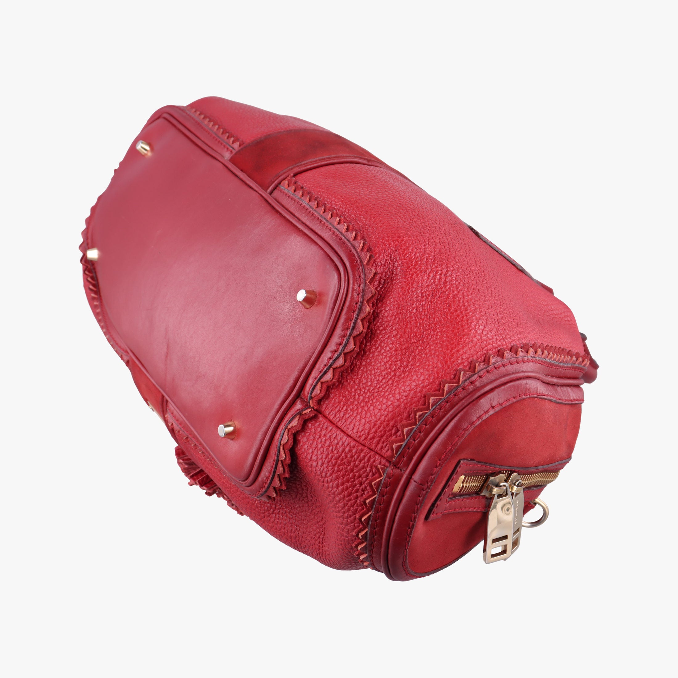 Pre-owned Burberry Prorsum Shrimpton Tassel Red Grained Calfskin × Suede  handbag | stylenewstar