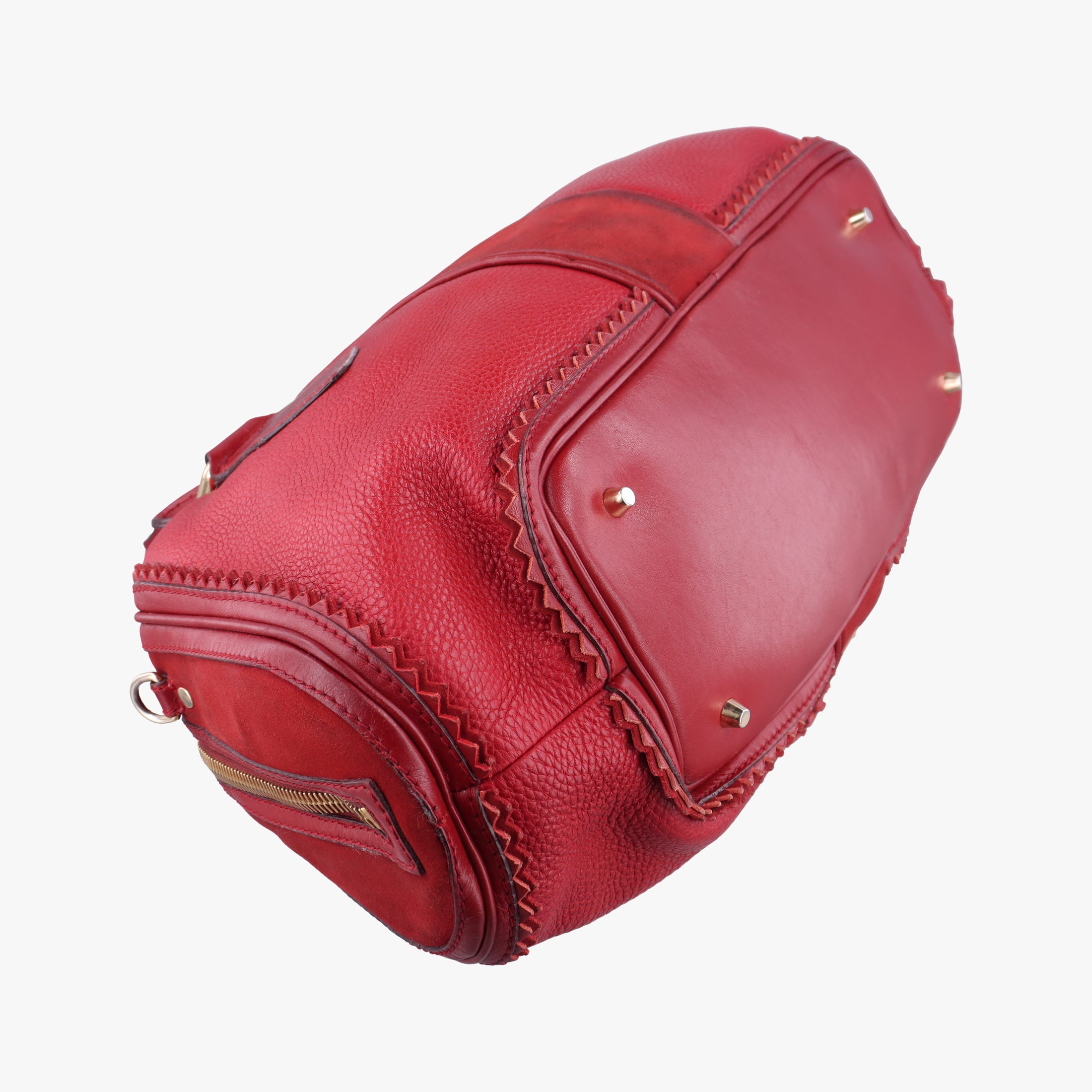 Pre-owned Burberry Prorsum Shrimpton Tassel Red Grained Calfskin × Suede  handbag | stylenewstar
