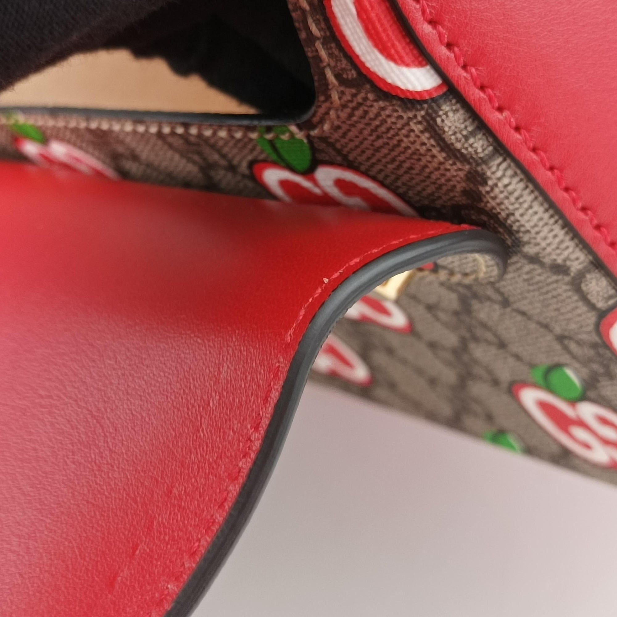GG flora Padlock Bamboo beige×red×multi PVC coated canvas×Leather 603221 A033033500GGアップル パドロック バンブー ベージュ×レッド×マルチ PVCコーティングキャンバス×レザー 603221 A033033500