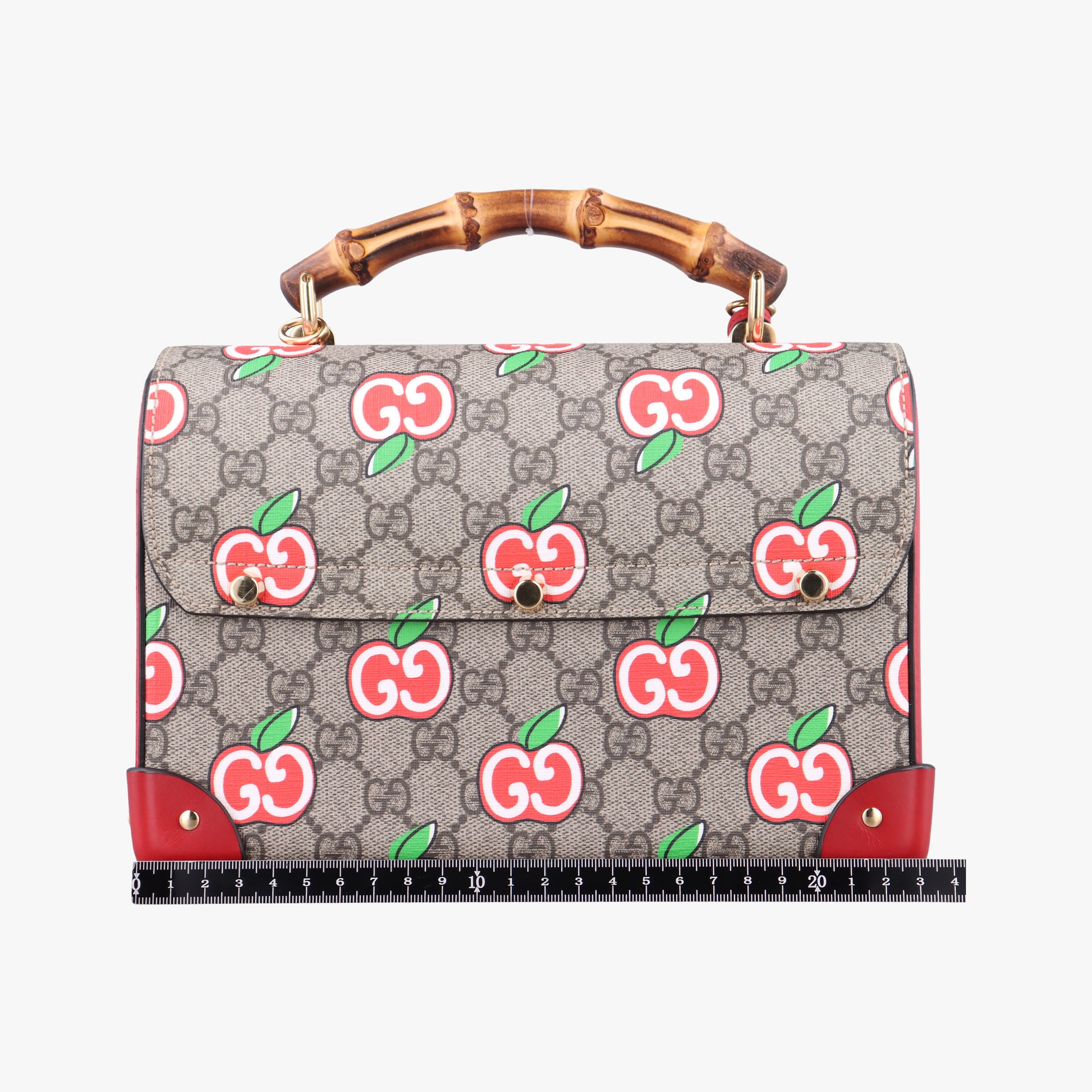 GG flora Padlock Bamboo beige×red×multi PVC coated canvas×Leather 603221 A033033500GGアップル パドロック バンブー ベージュ×レッド×マルチ PVCコーティングキャンバス×レザー 603221 A033033500