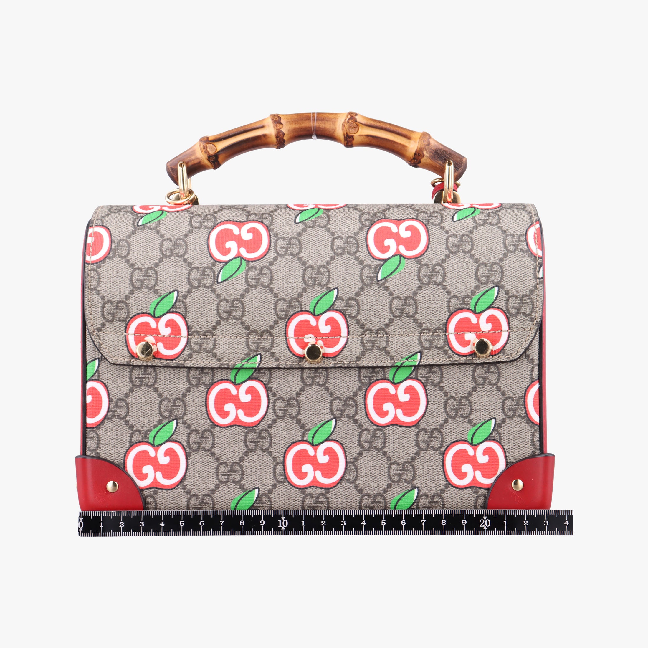 GG flora Padlock Bamboo beige×red×multi PVC coated canvas×Leather 603221 A033033500GGアップル パドロック バンブー ベージュ×レッド×マルチ PVCコーティングキャンバス×レザー 603221 A033033500