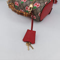 GG flora Padlock Bamboo beige×red×multi PVC coated canvas×Leather 603221 A033033500GGアップル パドロック バンブー ベージュ×レッド×マルチ PVCコーティングキャンバス×レザー 603221 A033033500