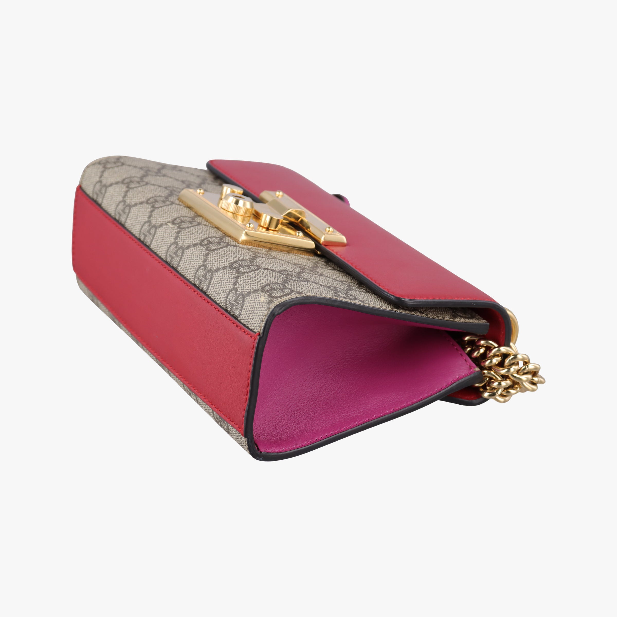 Padlock Beige×red×pink PVC coated canvas×Leather 409487 F023667693パドロック ベージュ×レッド×ピンク PVCコーティングキャンバス×レザー 409487 F023667693