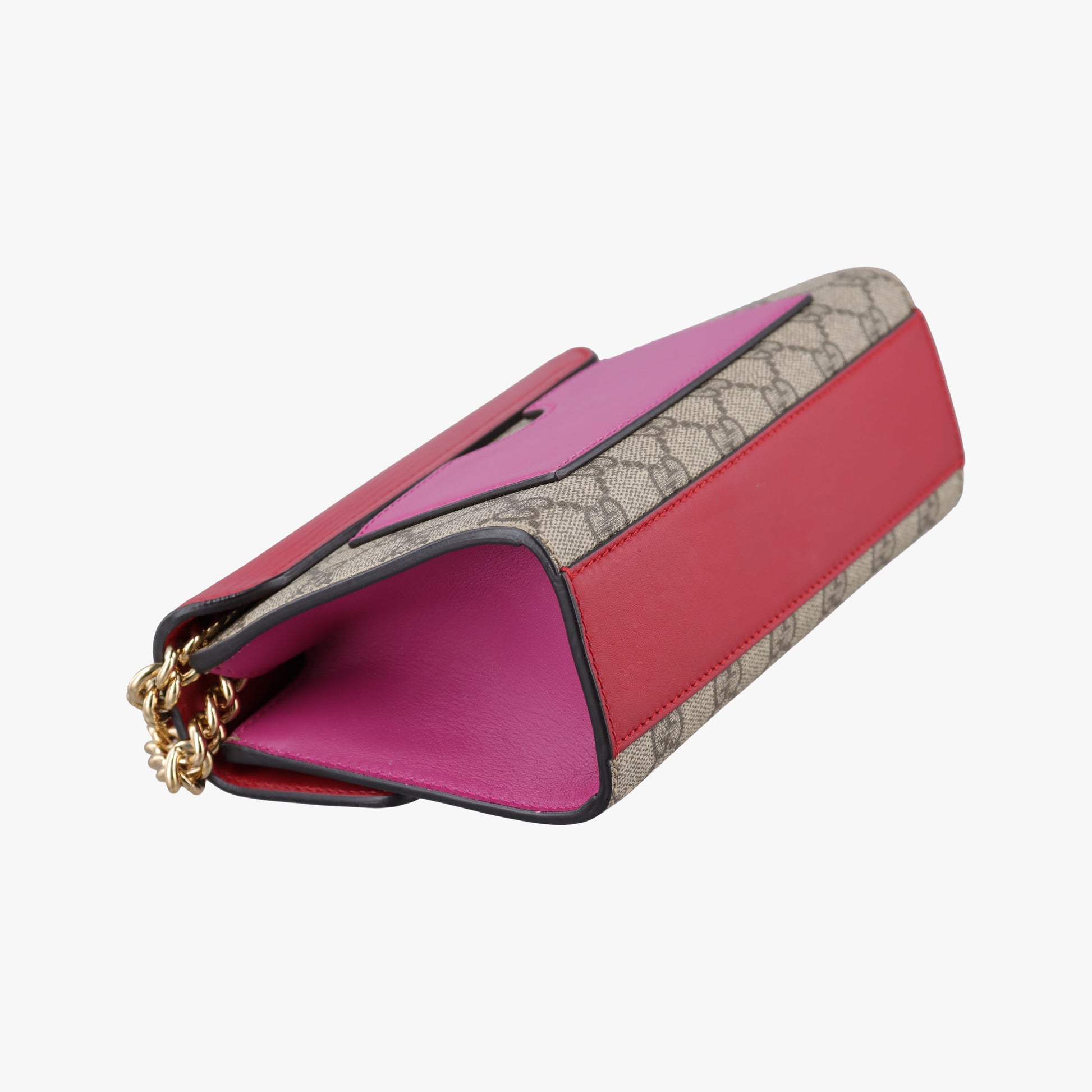 Padlock Beige×red×pink PVC coated canvas×Leather 409487 F023667693パドロック ベージュ×レッド×ピンク PVCコーティングキャンバス×レザー 409487 F023667693