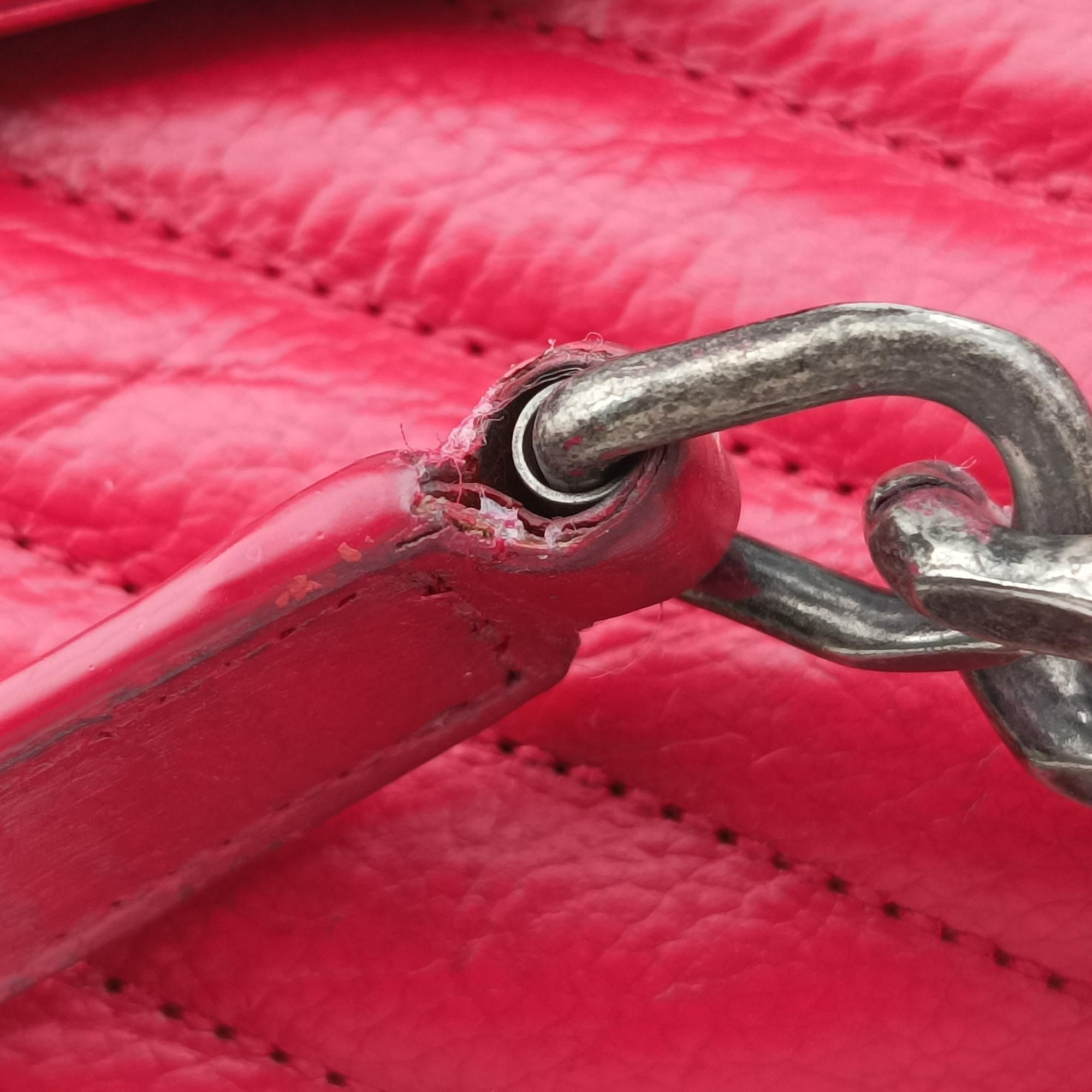Pre-owned Yves Saint Laurent COLLEGE Red Leather 428056 shoulderbag | stylenewstar