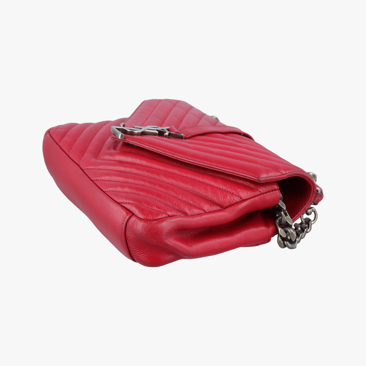 Pre-owned Yves Saint Laurent COLLEGE Red Leather 428056 shoulderbag | stylenewstar