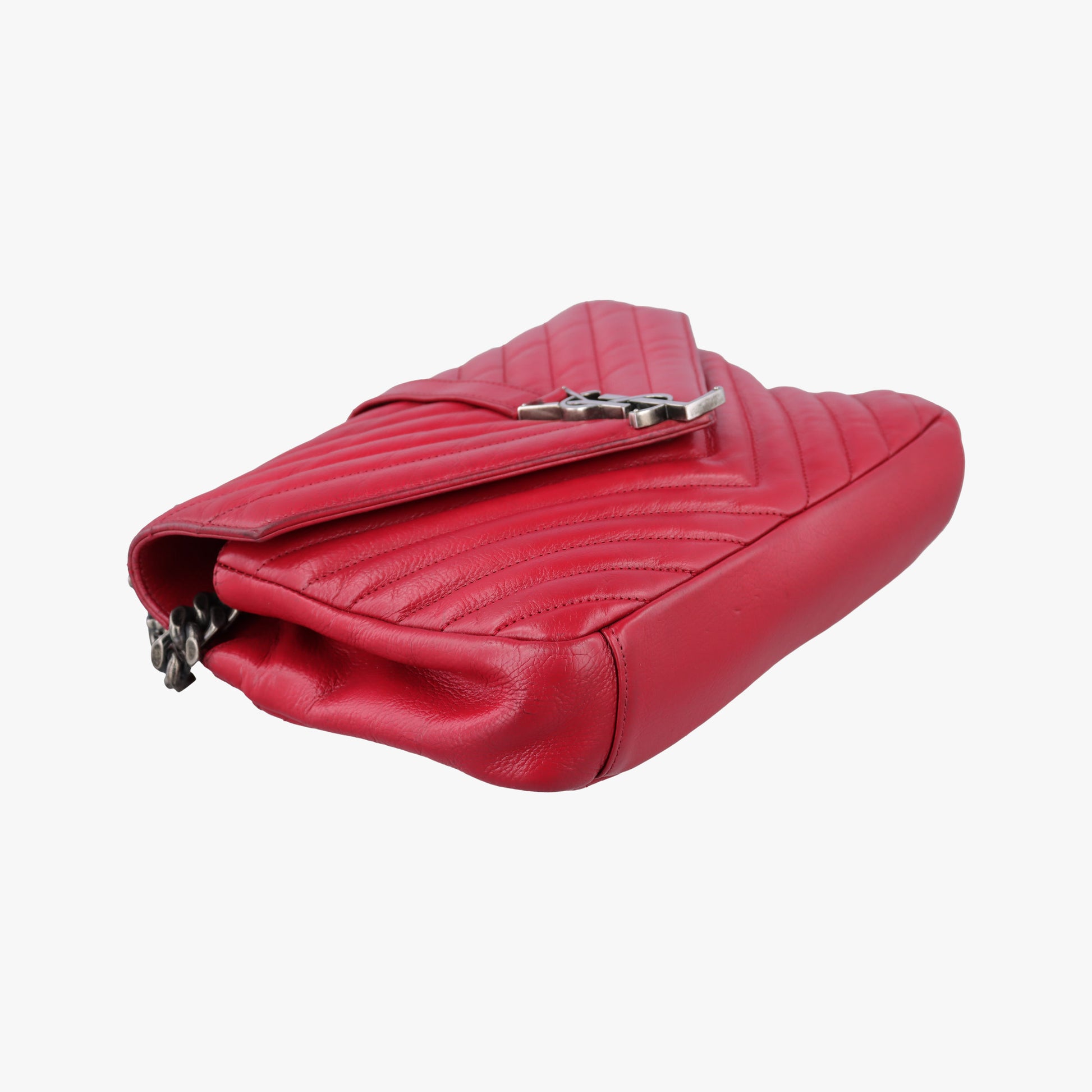 Pre-owned Yves Saint Laurent COLLEGE Red Leather 428056 shoulderbag | stylenewstar
