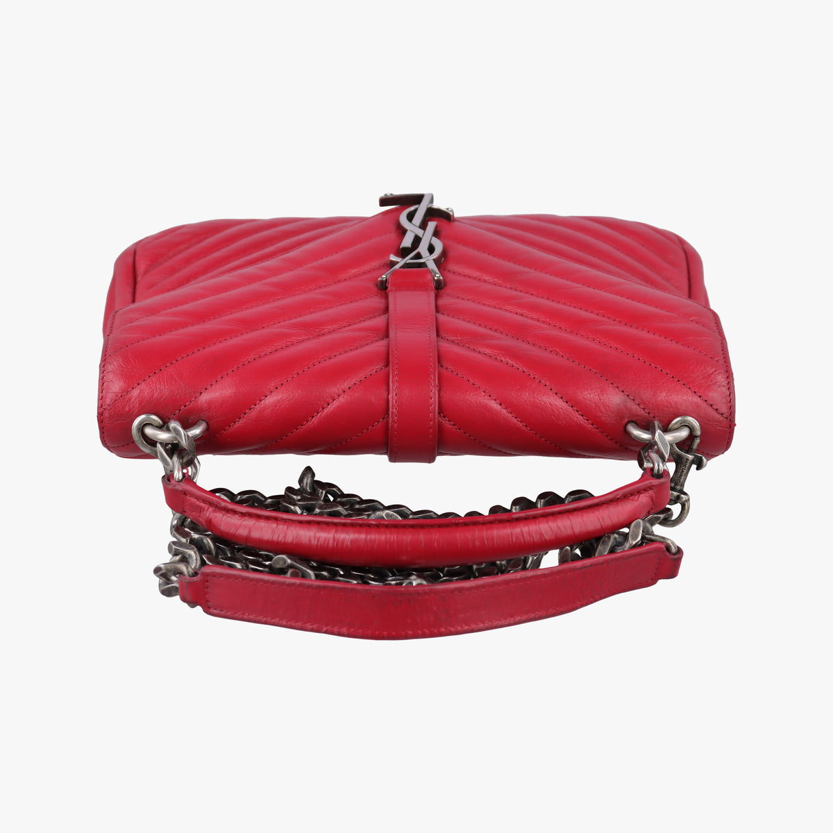 Pre-owned Yves Saint Laurent COLLEGE Red Leather 428056 shoulderbag | stylenewstar