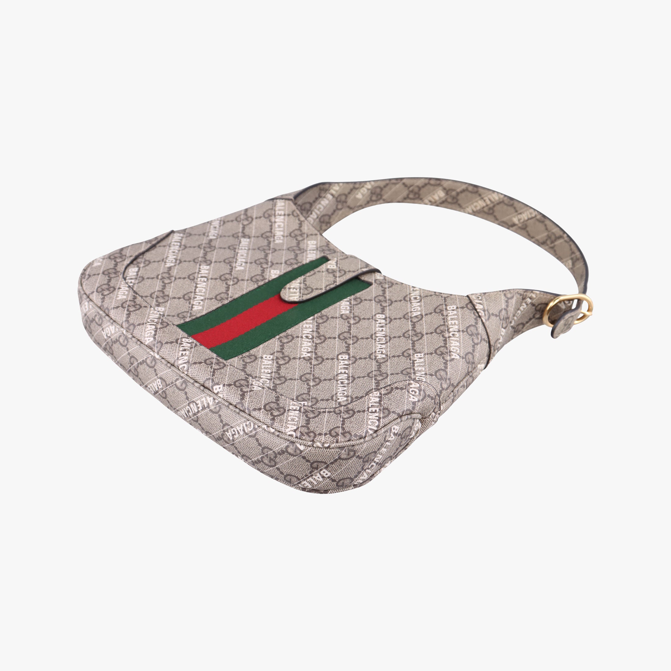 Balenciaga collaboration The Hacker Project Jackie 1961 beige×red×green PVC coated canvas 636706 B036566438バレンシアガ コラボ ザ ハッカー プロジェクト ジャッキー 1961 ベージュ×レッド×グリーン PVCコーティングキャンバス 636706 B036566438