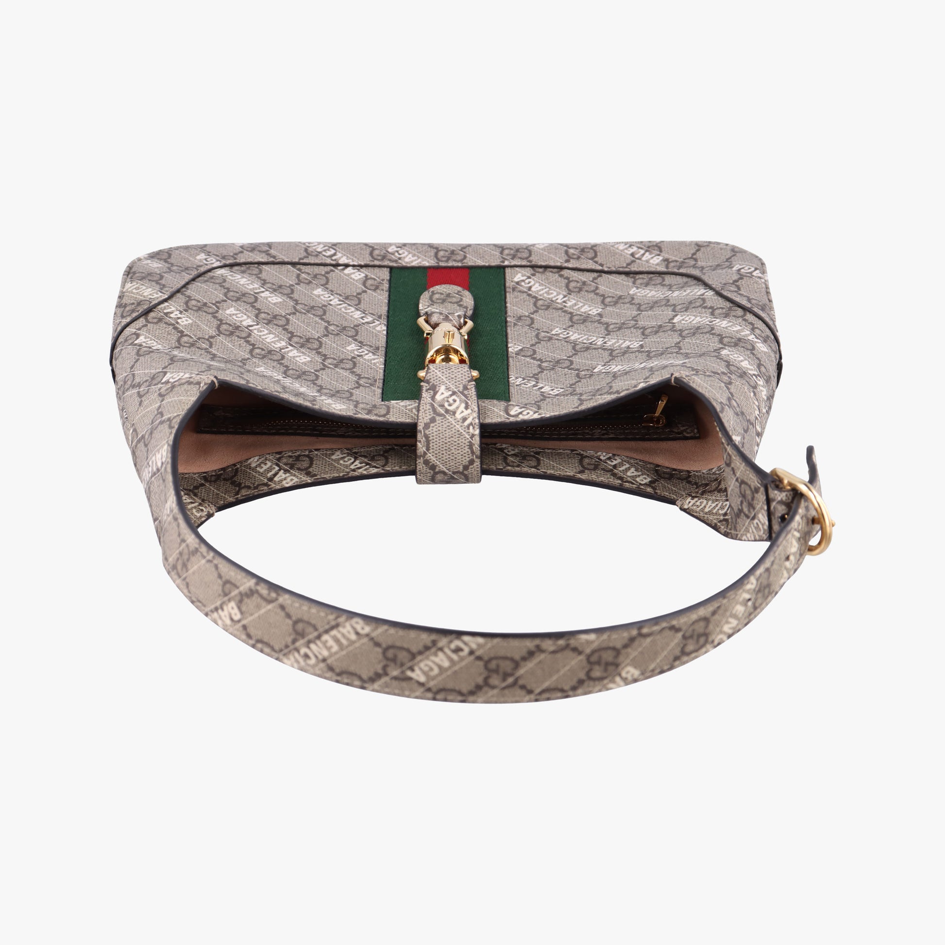 Balenciaga collaboration The Hacker Project Jackie 1961 beige×red×green PVC coated canvas 636706 B036566438バレンシアガ コラボ ザ ハッカー プロジェクト ジャッキー 1961 ベージュ×レッド×グリーン PVCコーティングキャンバス 636706 B036566438