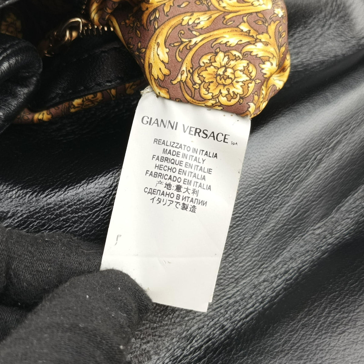 Secondhand VERSACE Embossed Leather Talia Vanitas Black Leather  shoulderbag | stylenewstar