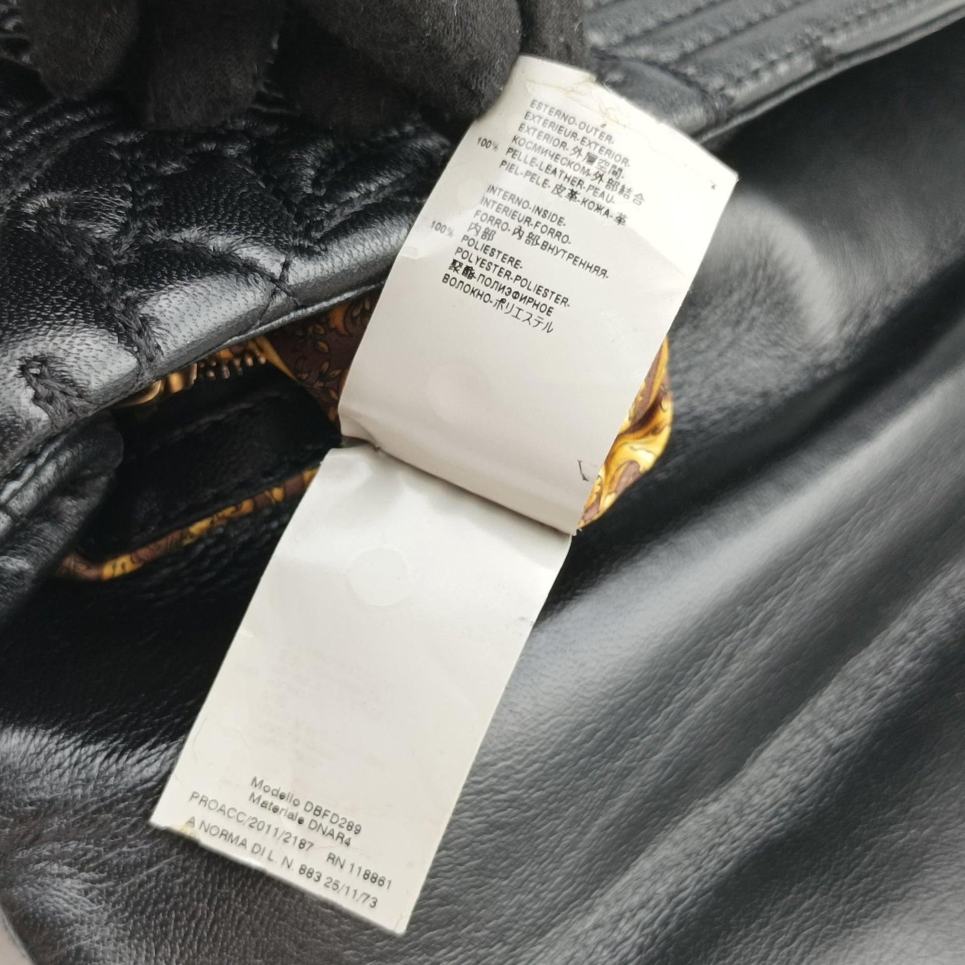 Secondhand VERSACE Embossed Leather Talia Vanitas Black Leather  shoulderbag | stylenewstar