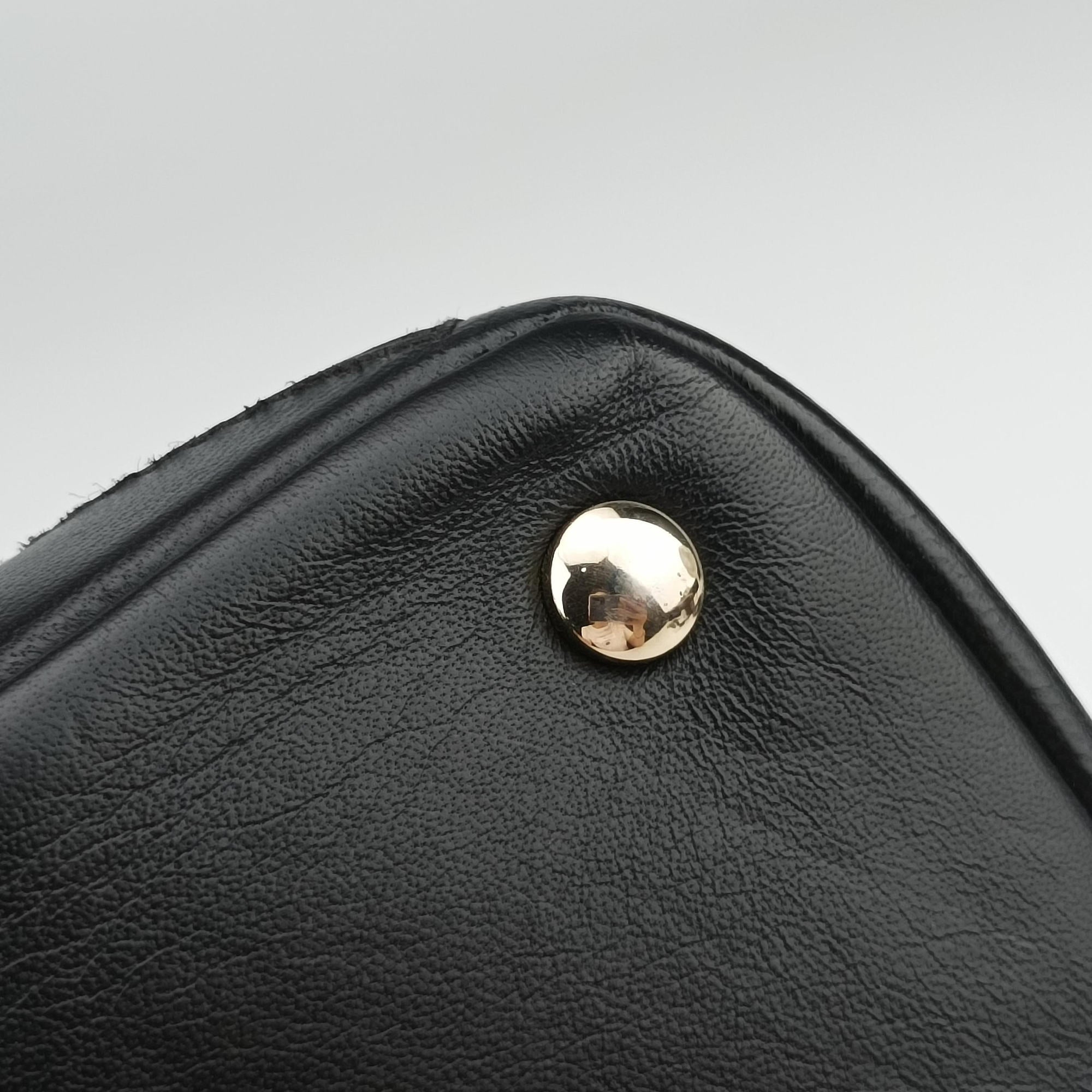 Secondhand VERSACE Embossed Leather Talia Vanitas Black Leather  shoulderbag | stylenewstar